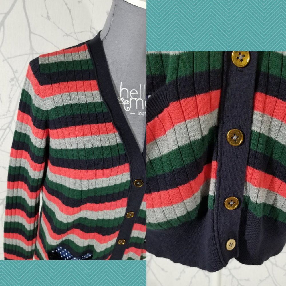 Moth Multicolor Striped Button Front Jamison Card… - image 3